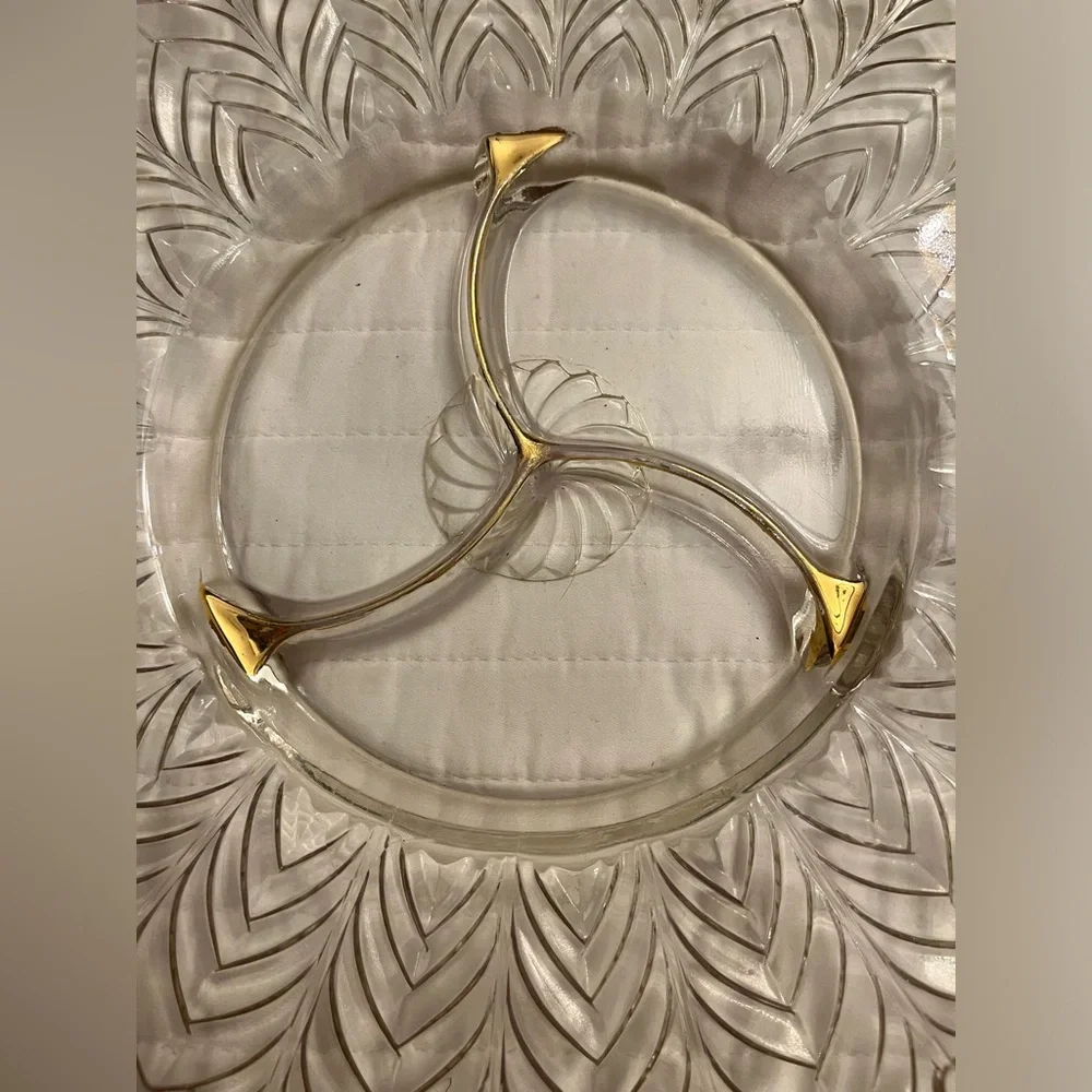 1950s gold trim jeanette serving platter